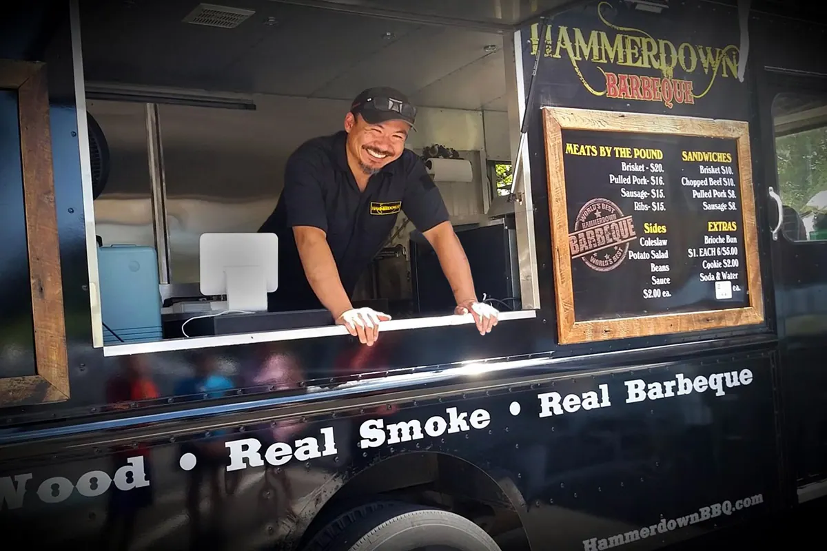 Ken leaning out of the window of the Hammerdown food truck